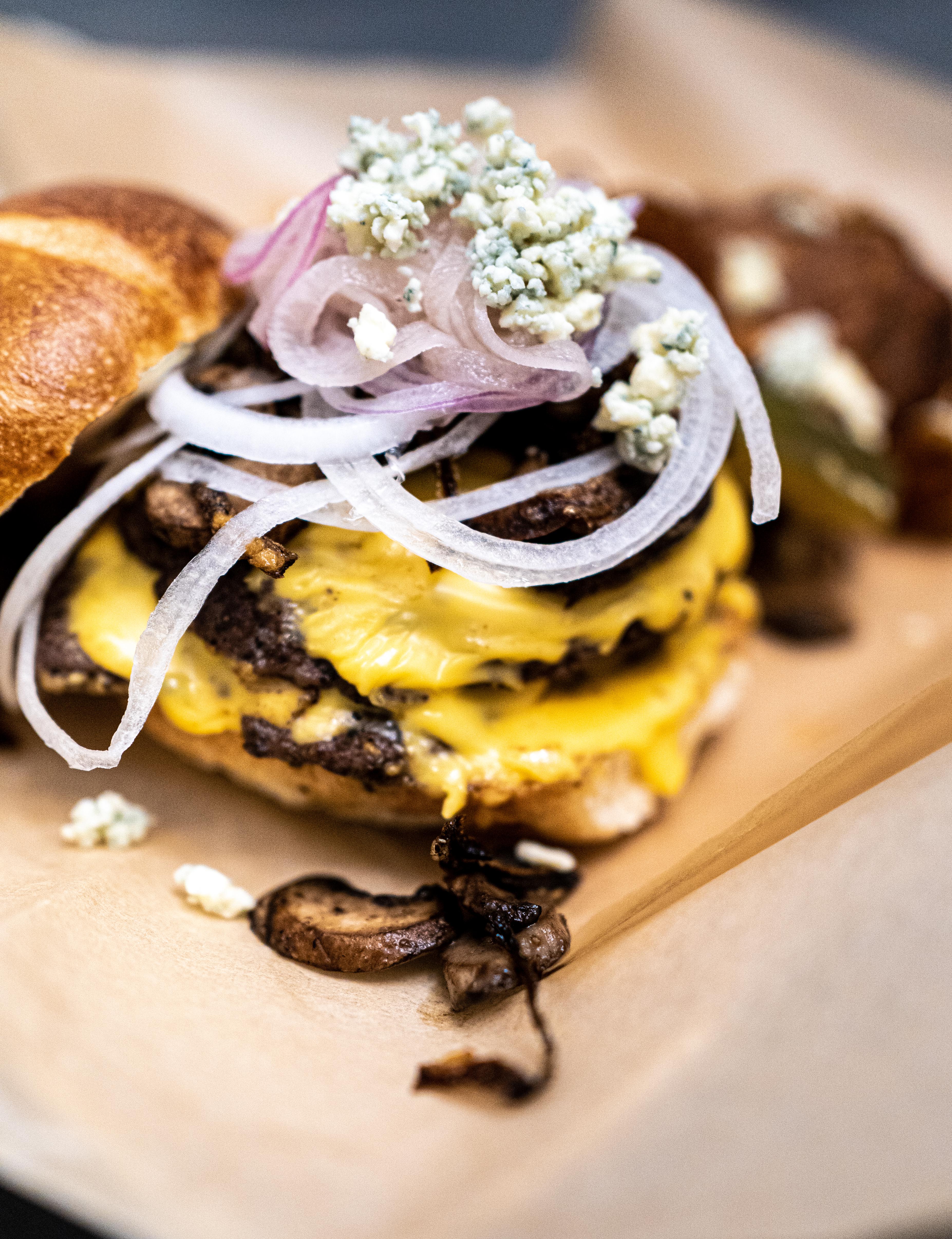 Rasheed Phillips- Smashburgers with Pickled Onions and Blue Cheese