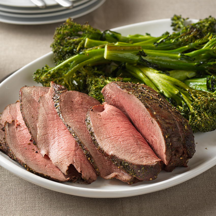 Herb Crusted Sirloin Tip Roast with Creamy Horseradish Chive Sauce Horizontal 850x850